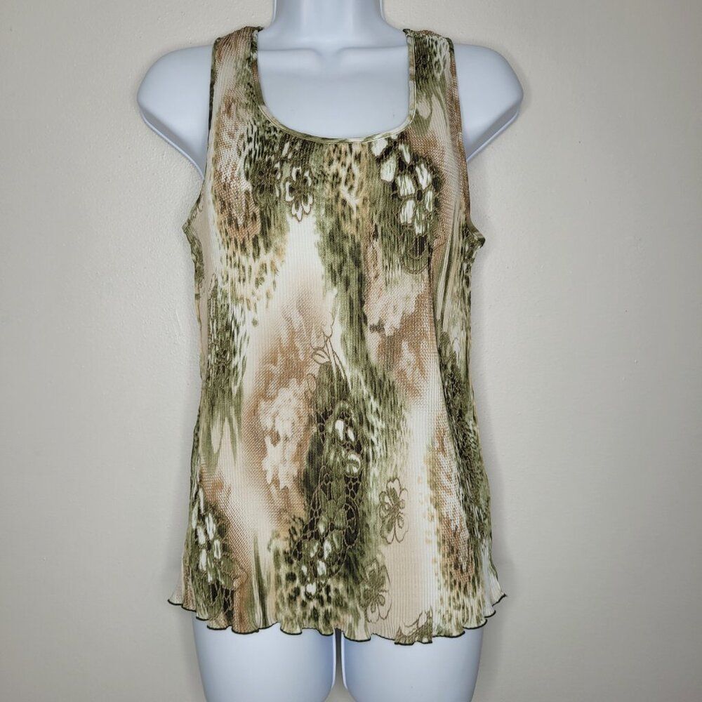 Vintage y2k brown green cream grunge fairy crinkle stretch rustic top size xl
